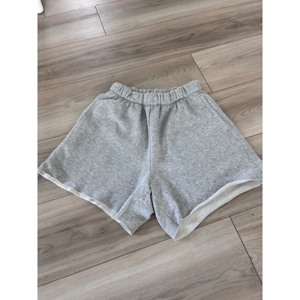 Aerie Gray Fleece Lounge Shorts High Waisted Raw Hem XS